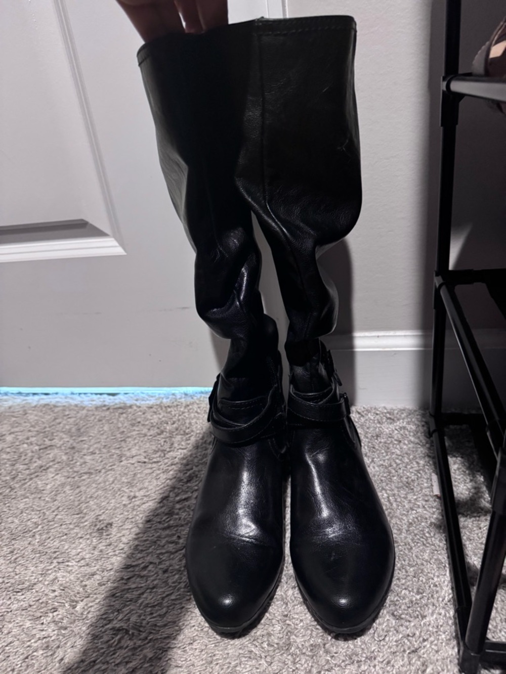 Black Knee-High Leather Boots